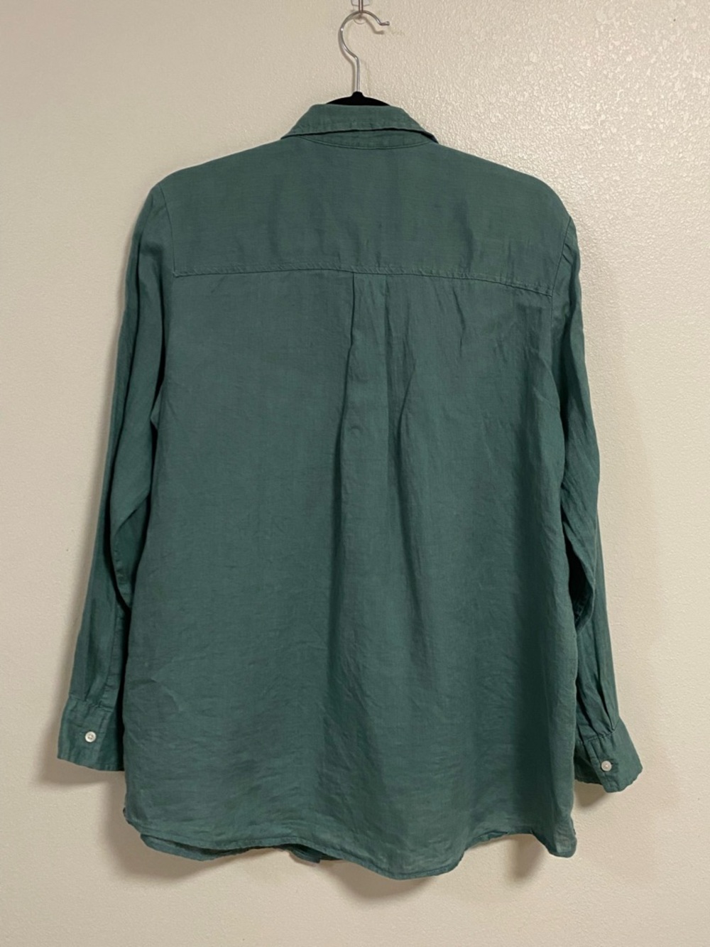 GAP Shirt Women’s Size XL Green Long Sleeve Linen Button up Blouse -FLAW - Picture 5 of 12